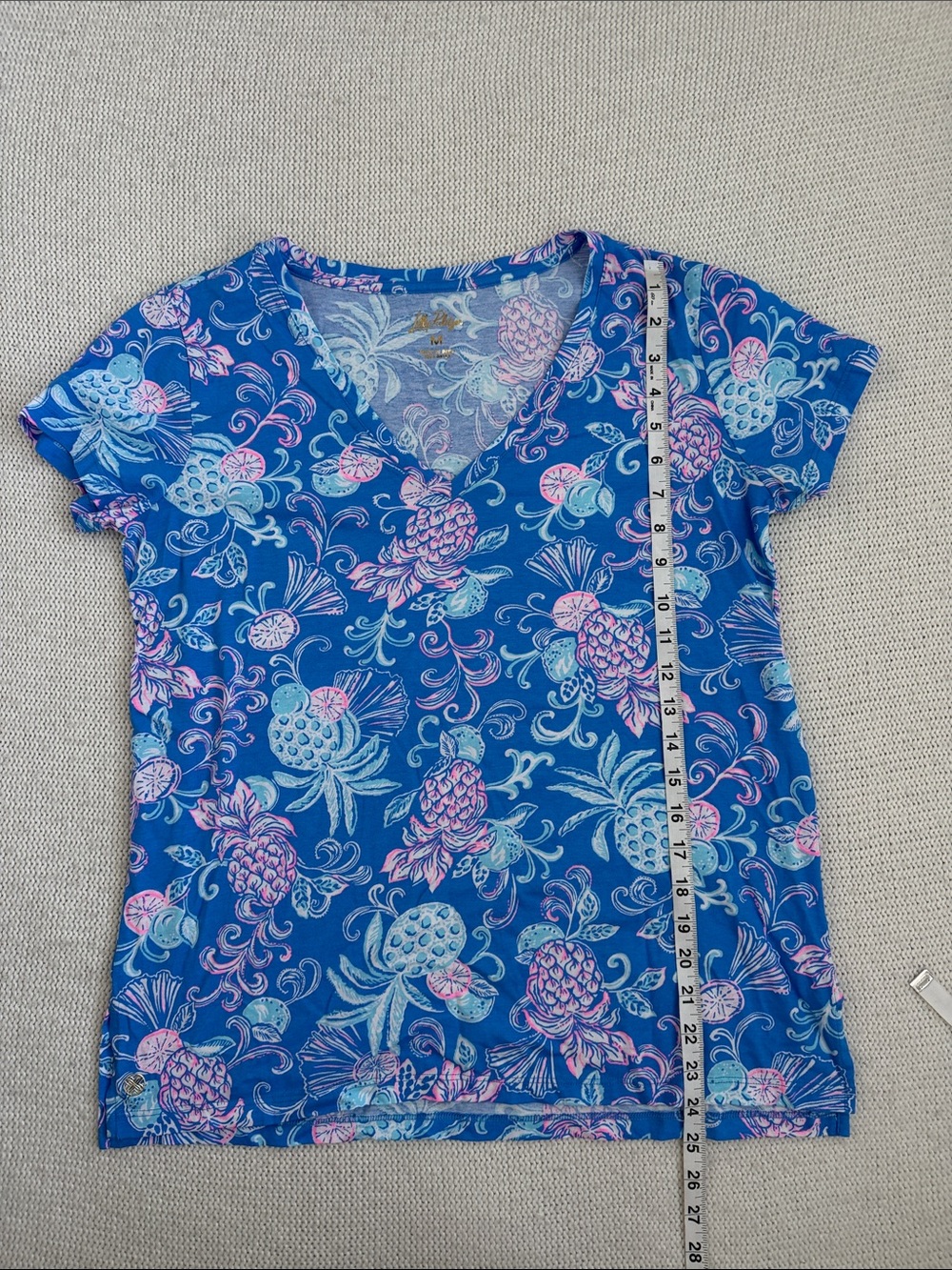 Lilly Pulitzer Meredith Short Sleeve Tee in Sunwashed Blue Citrus Crush Size Med - Picture 6 of 9